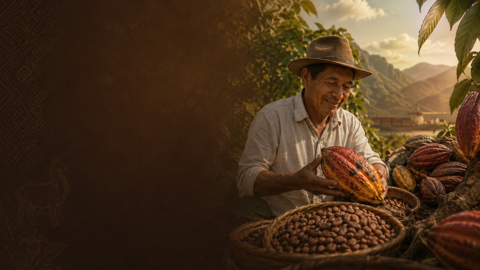 Productor peruano trabajando con cacao