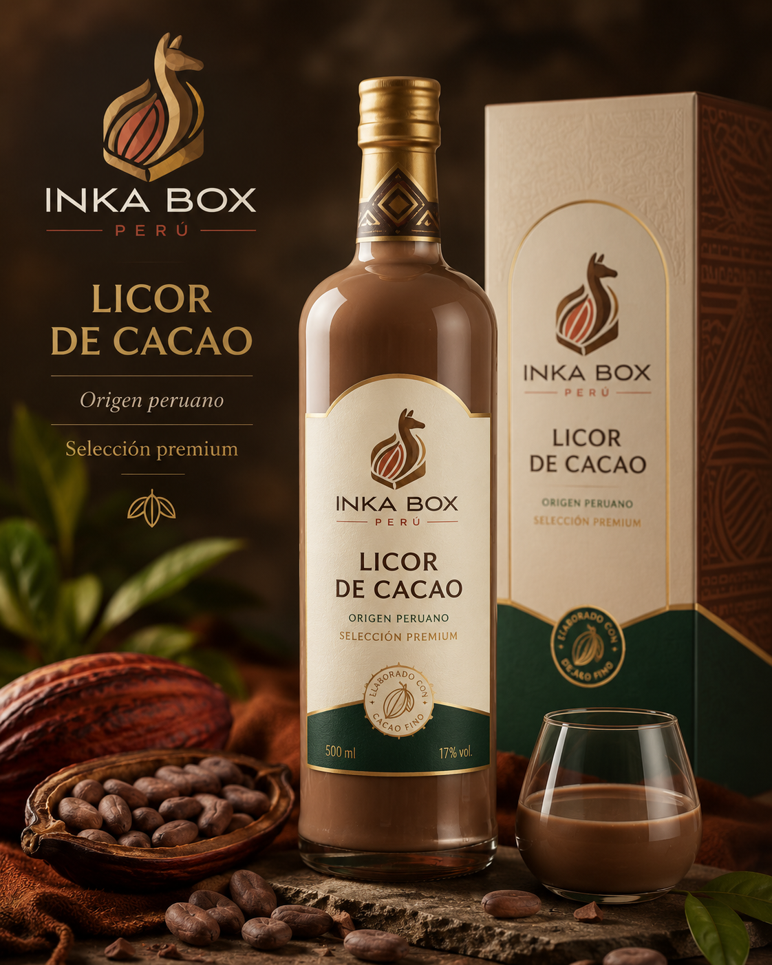 Botella de licor de cacao INKA BOX PERÚ